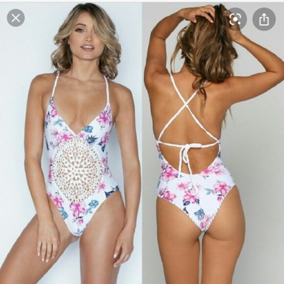 Frankies Bikinis Poppy One Piece Swimsuit Women Size M White - Picture 2 of 14
